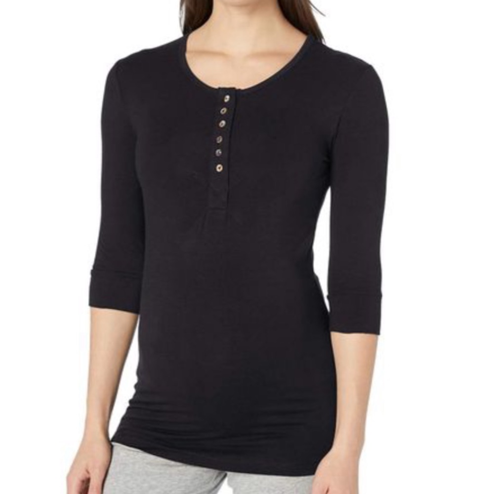 ROSIE POPE Maternity Henley Tee NWT Black Size Medium